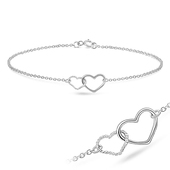 Double Heart Silver Anklet ANK-105